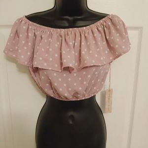 Cute women's Ruffle Polka Dot Crop Top, Size SM, New with Tags